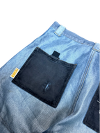 [V0986] Vintage y2k Fighter54 silberne shiny baggy jeans