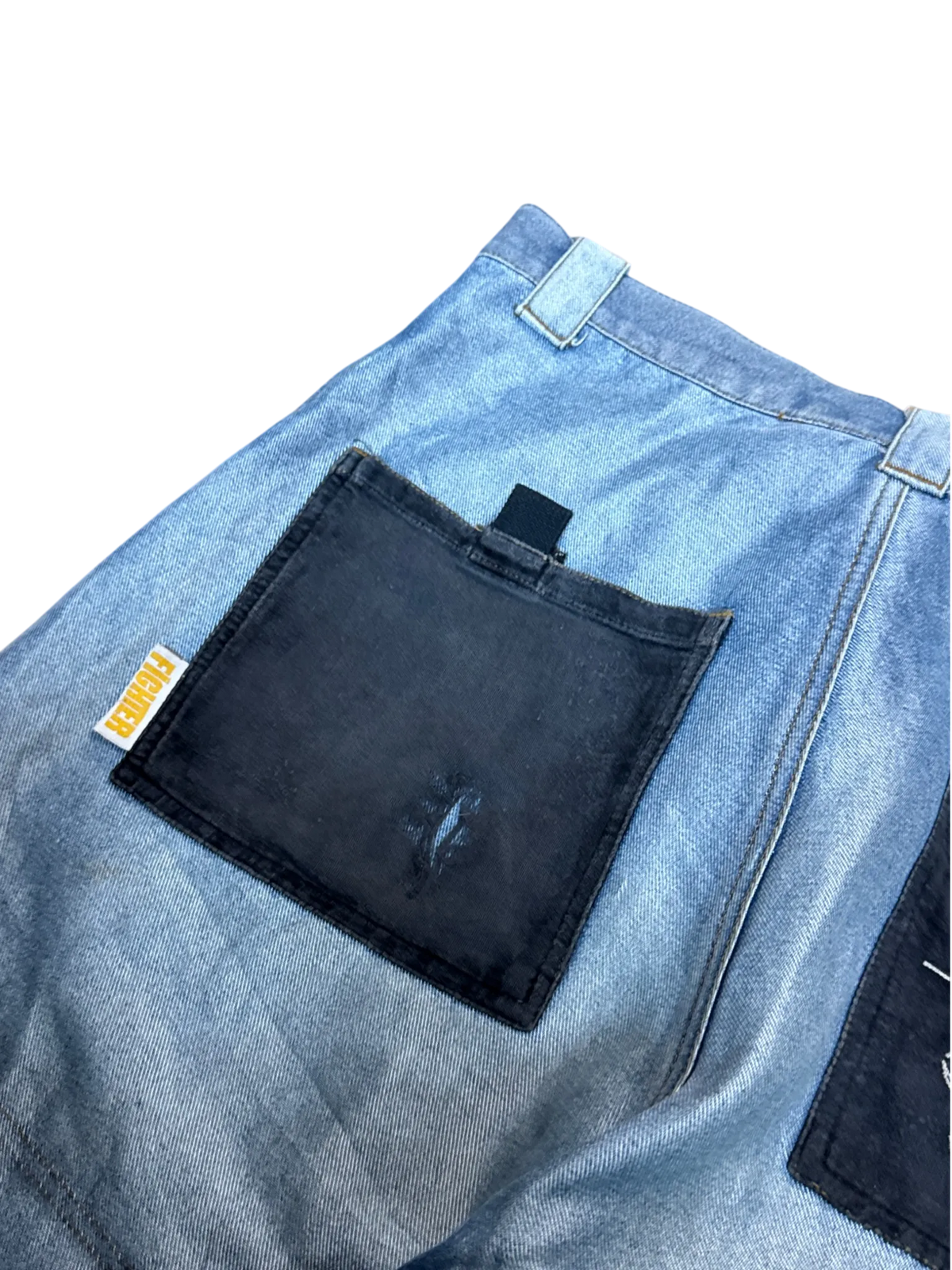 [V0986] Vintage y2k Fighter54 silberne shiny baggy jeans