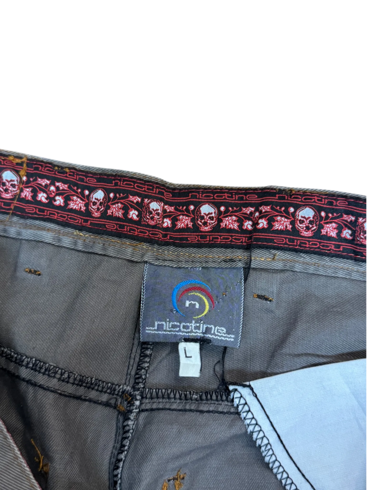 [V1007] Vintage y2k Nicotine beige baggy hose