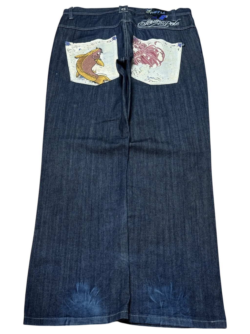 [V1049de] Vintage y2k Southpole marineblaue baggy jeans (Japanese Koi)