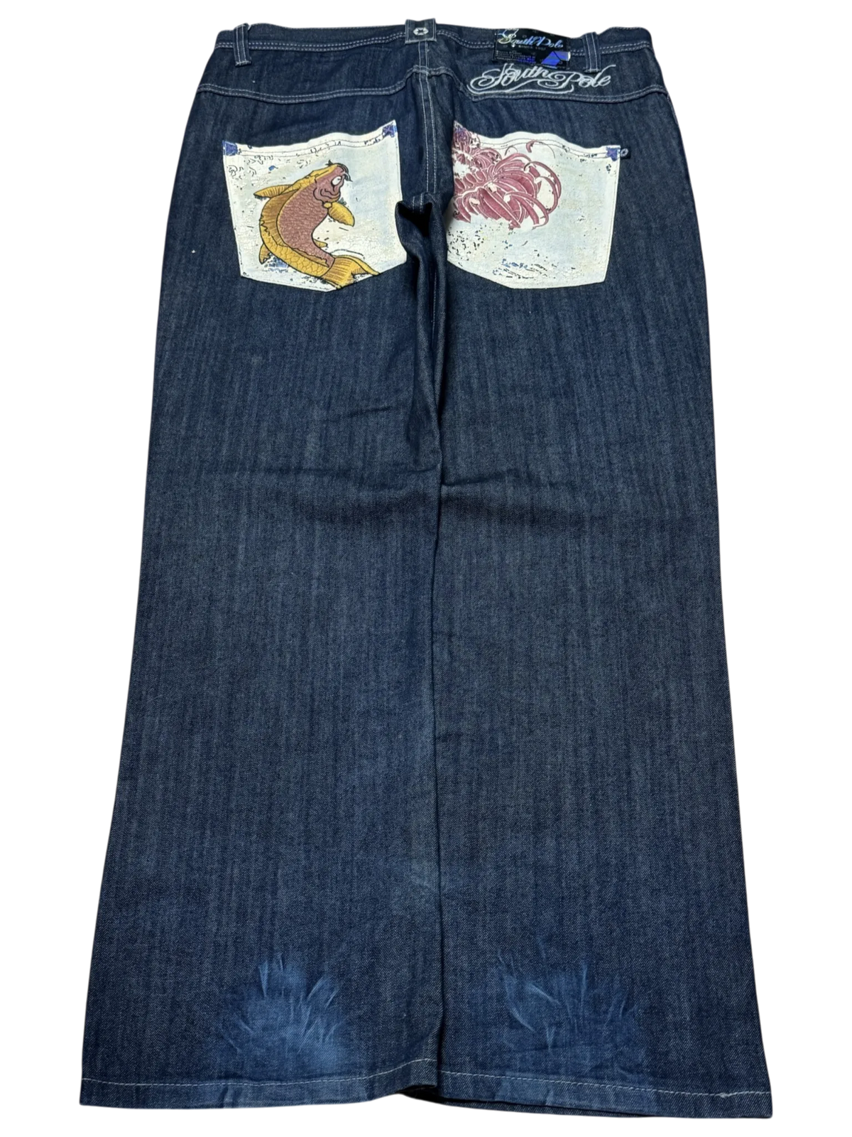 [V1049de] Vintage y2k Southpole marineblaue baggy jeans (Japanese Koi)