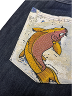 [V1049de] Vintage y2k Southpole marineblaue baggy jeans (Japanese Koi)