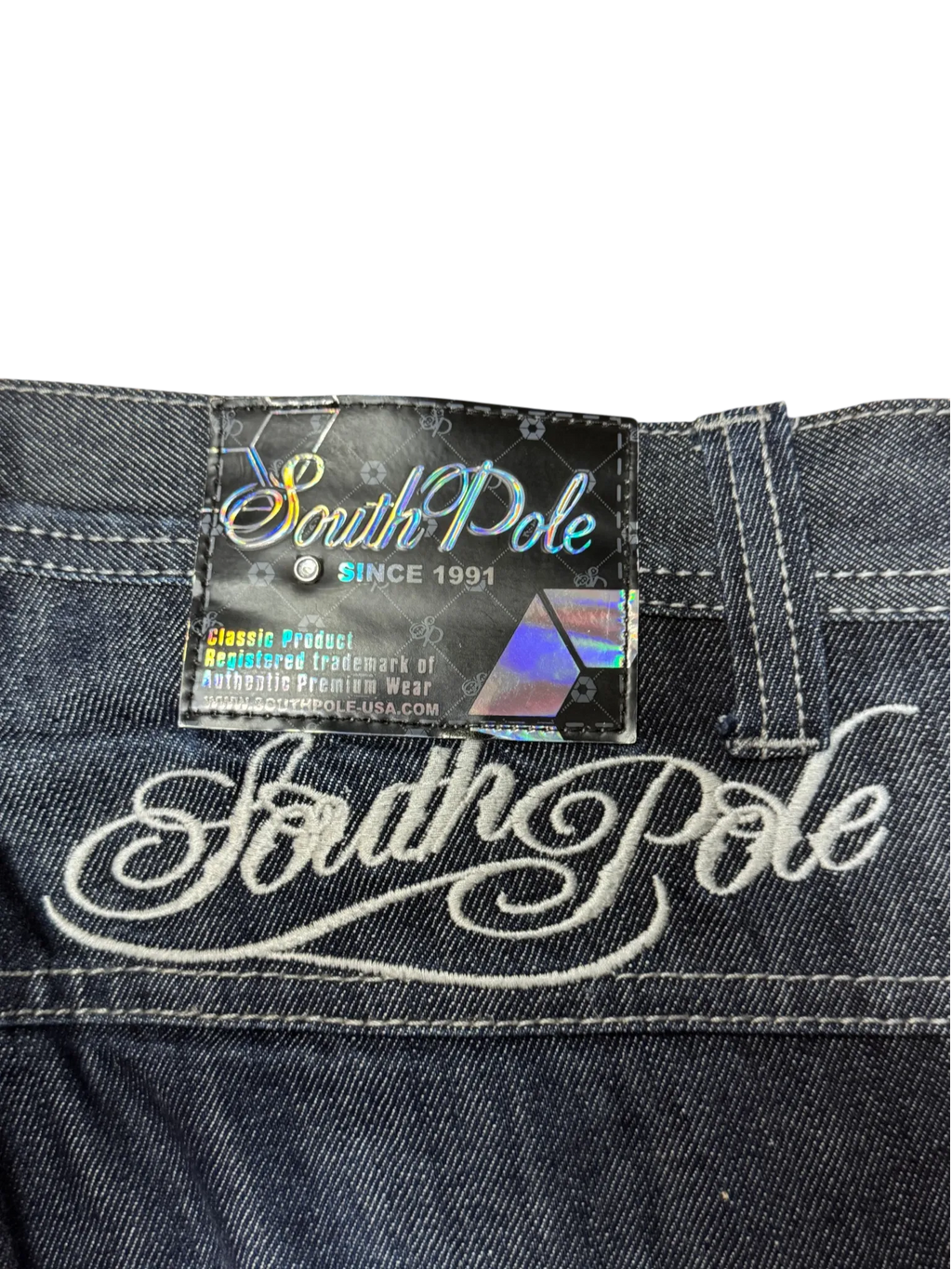 [V1049de] Vintage y2k Southpole marineblaue baggy jeans (Japanese Koi)