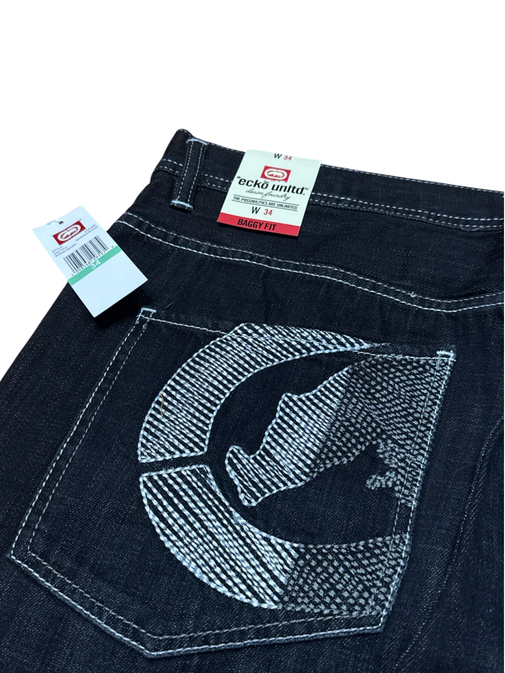 [V1052de] Vintage y2k Ecko schwarze baggy jeans (NWT)