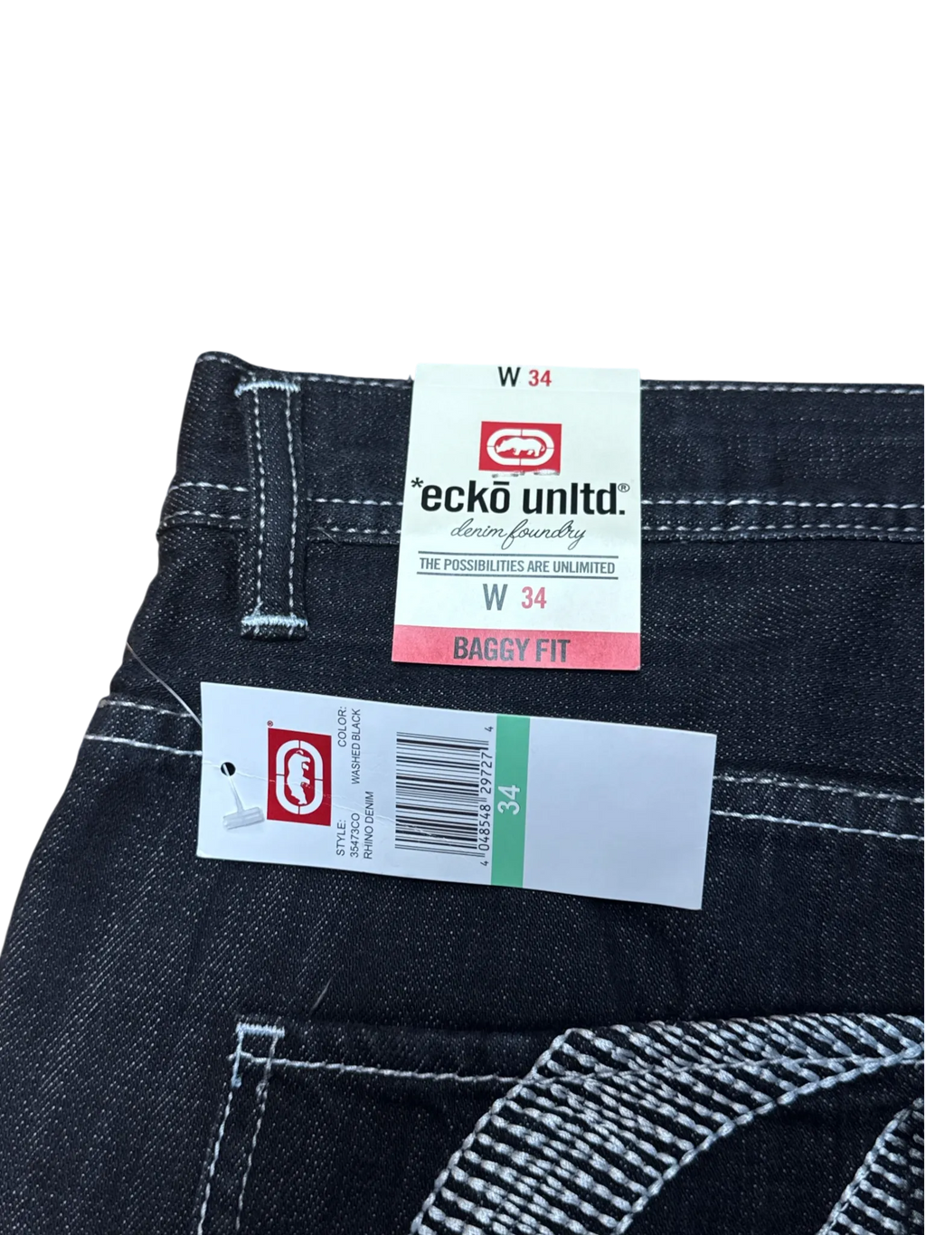 [V1052de] Vintage y2k Ecko schwarze baggy jeans (NWT)