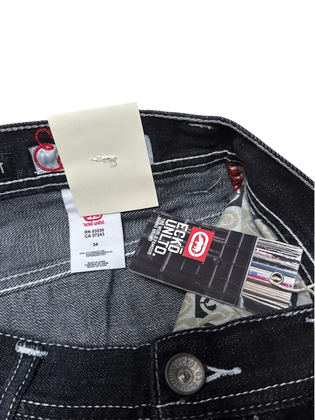 [V1052de] Vintage y2k Ecko schwarze baggy jeans (NWT)
