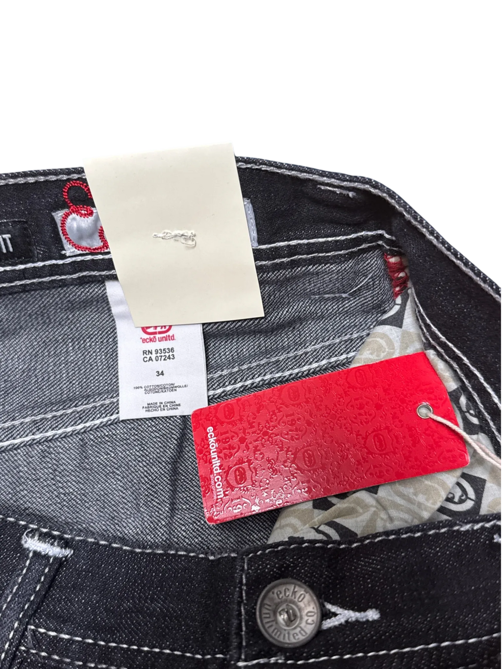 [V1052de] Vintage y2k Ecko schwarze baggy jeans (NWT)